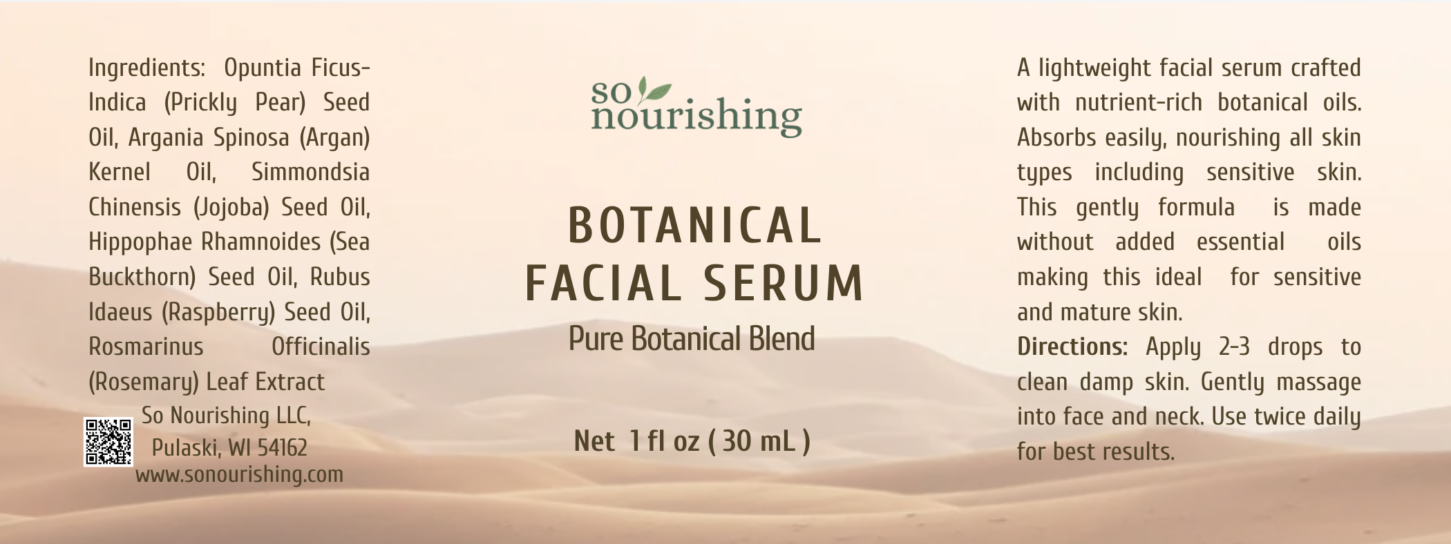Pure Botanical Facial Serum (1 oz)
